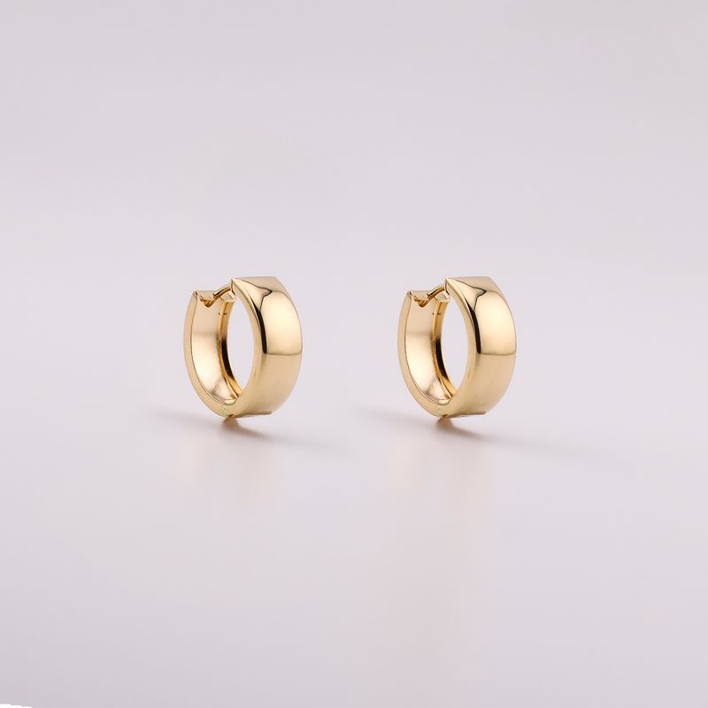 Aretes Huggie Ancho Liso  14k 2.4g