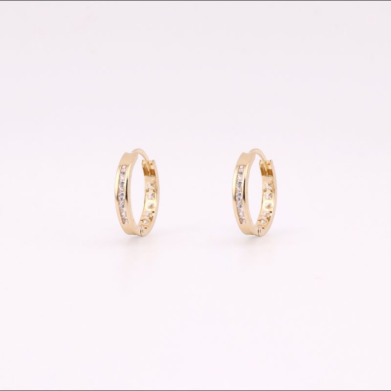 Aretes Huggies C/p  Bca 14k 2.3g