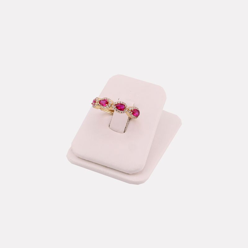 Anillo 3 Pidras Fucsia 14k 2.1g #7