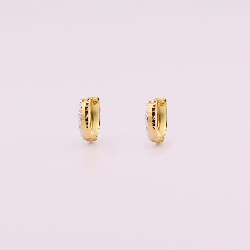 Aretes Huggies Dos Tonos Diam. 14k 0.9g