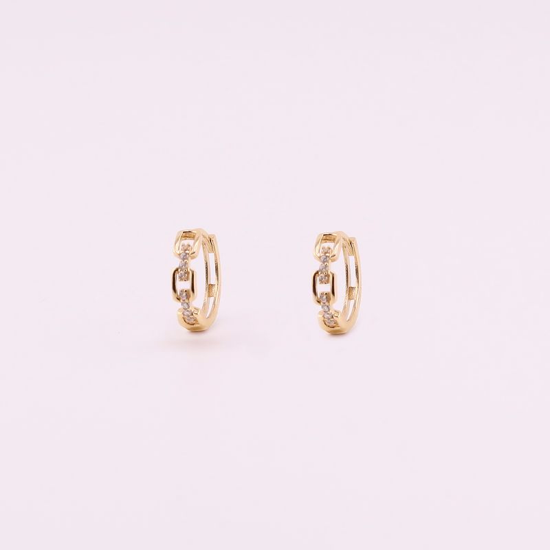 Aretes Huggie Eslabones  C/p 14k 1.5g