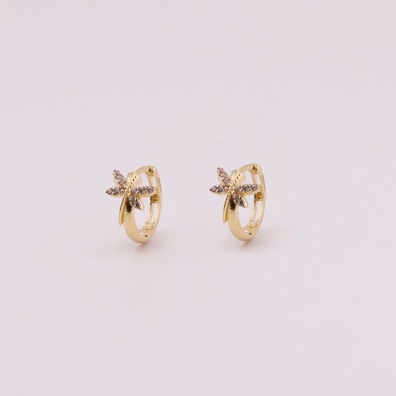 Aretes Huggie  Libelula C/p 14k 1.7g