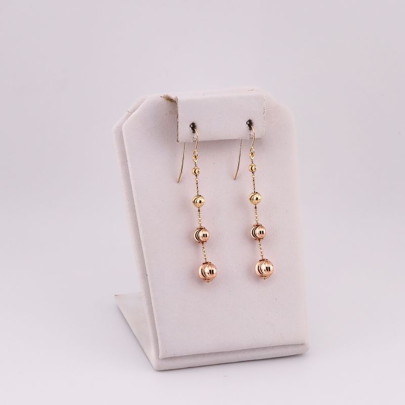Aretes Largos Esfera Relim.14k 2.2g