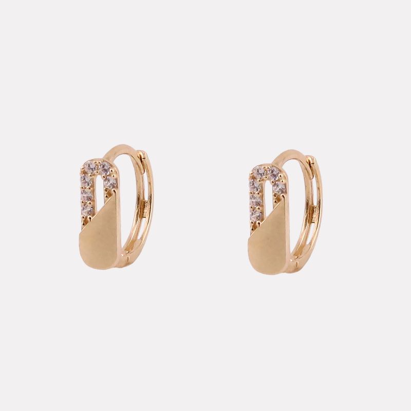 Aretes Huggies Clip C/piedras Bns. 14k 1.3g