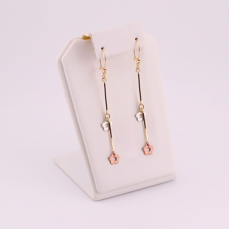 Aretes Largos Flores 14k 1.7g