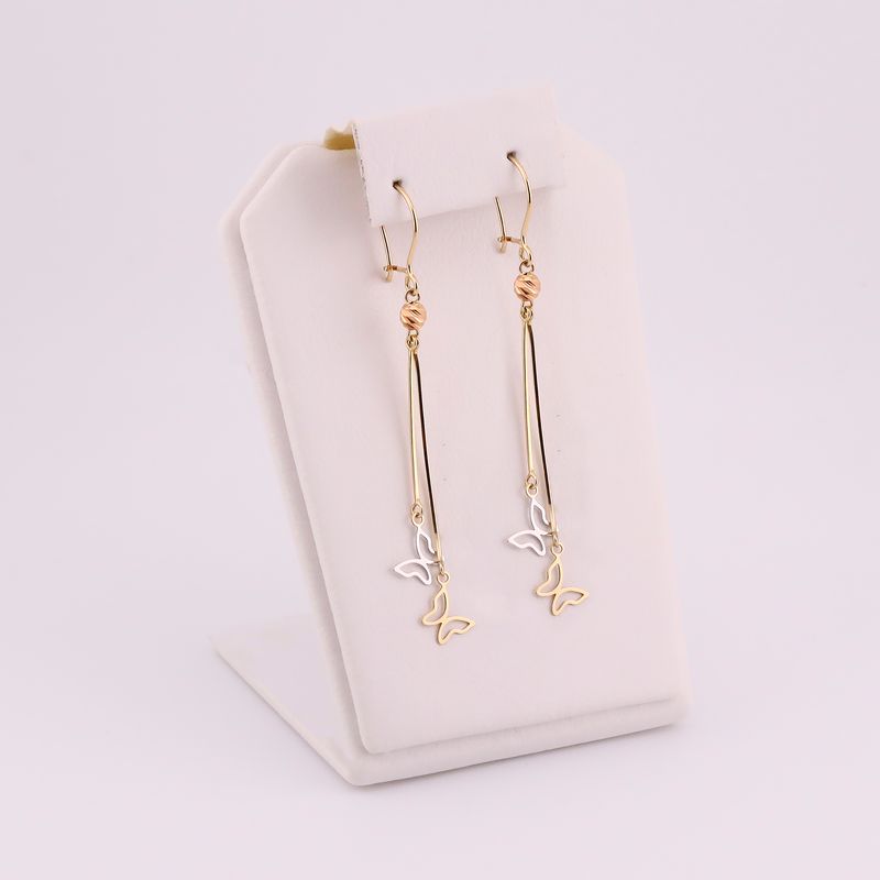 Aretes Largos Mariposa 14k 1.7g
