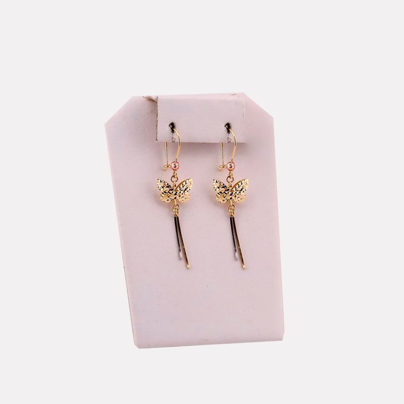 Aretes Largos Mariposa 14K 1.9g