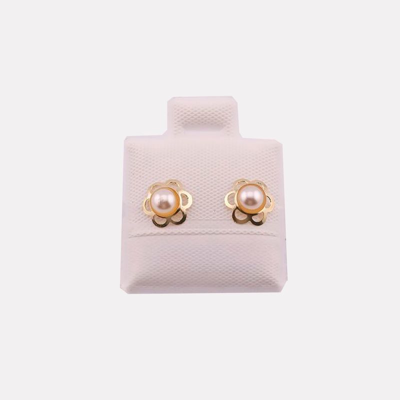 Broqueles Flor C/perla 10K 0.2g