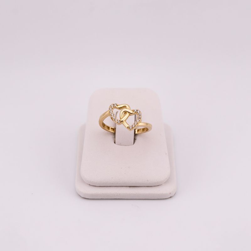 Anillo 2 Corazones C/p Bca 10k 1.7g #9