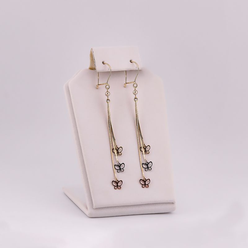 Aretes Largos Mariposa Tnos 14k 2.4g