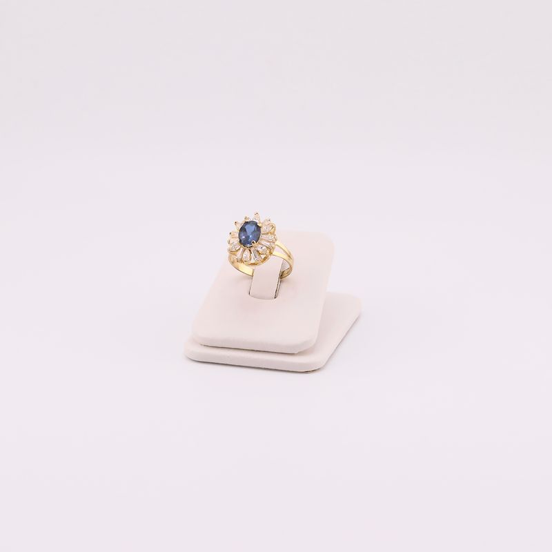 Anillo C/p Azul 14k 3.7g #5.5