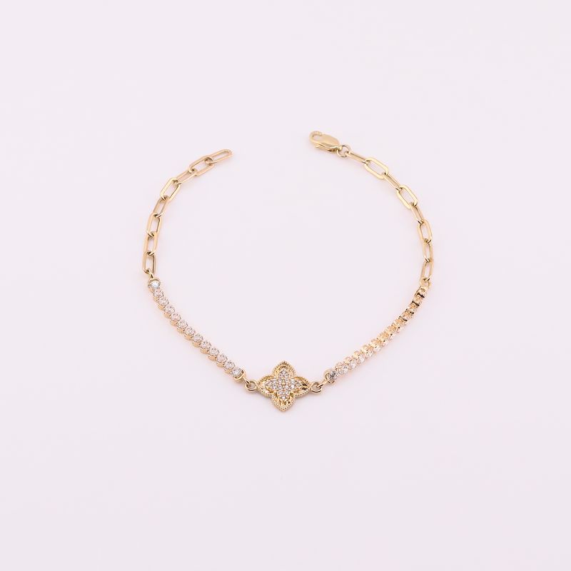 Pulso Tenis Flor 14k 3.2g 18cm