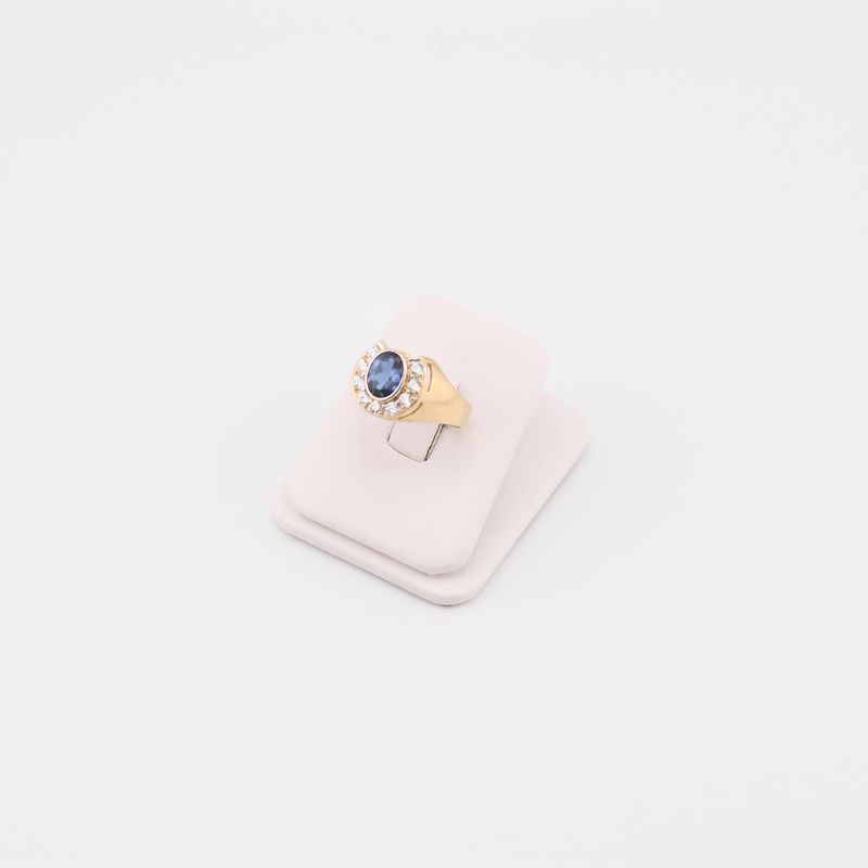 Anillo Ovalo C/p Azul 10k 4g #10
