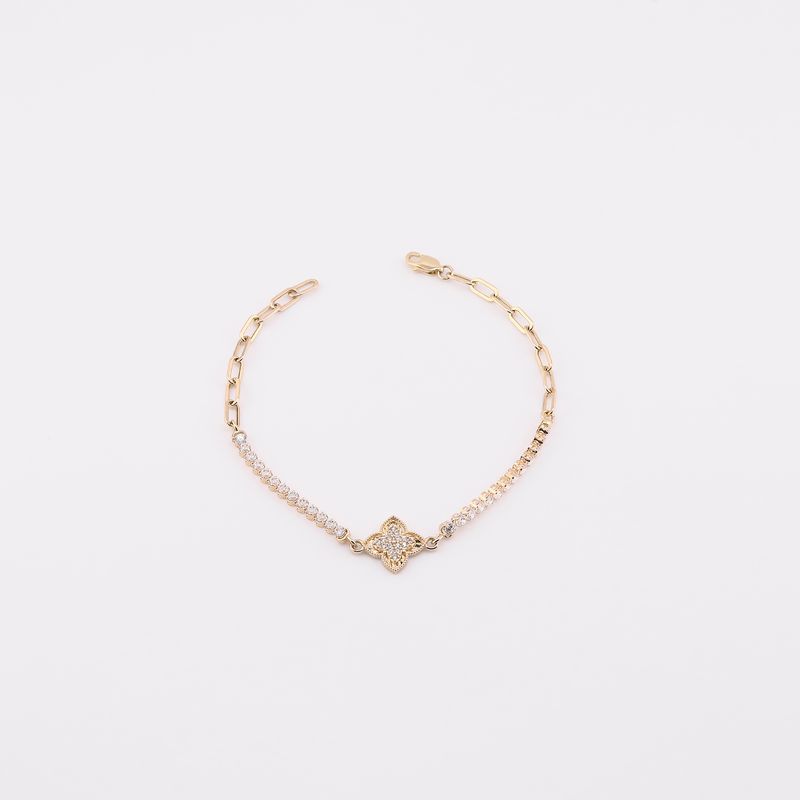 Pulso Tenis Flor 14k 3g 18cm