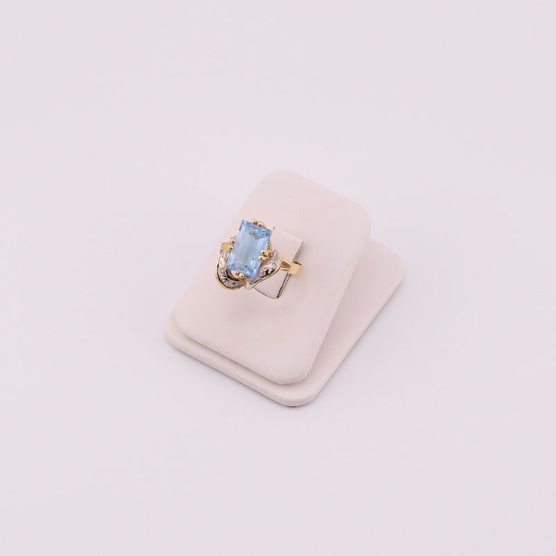 Anillo Piedra Azul Cuad. 14k 4.7g #5.5