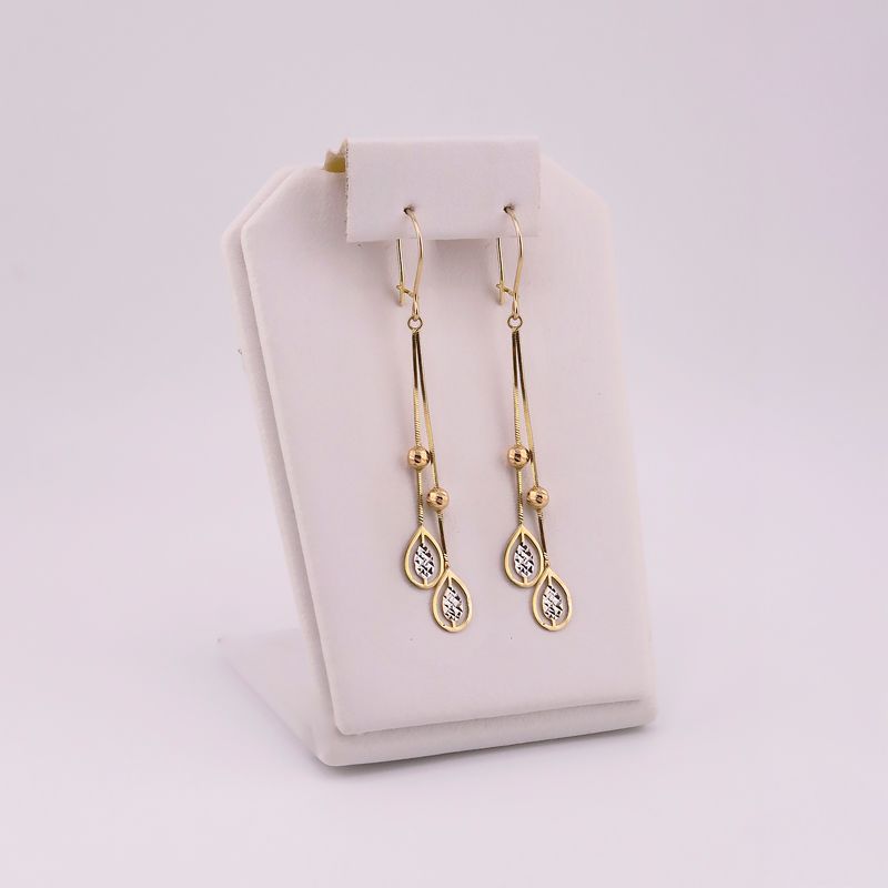 Aretes Hojas Diam. 14k 2g