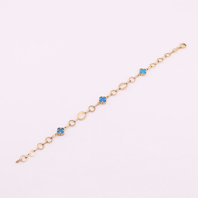 Pulsera Trebol Azul 14k 3.6g 18cm