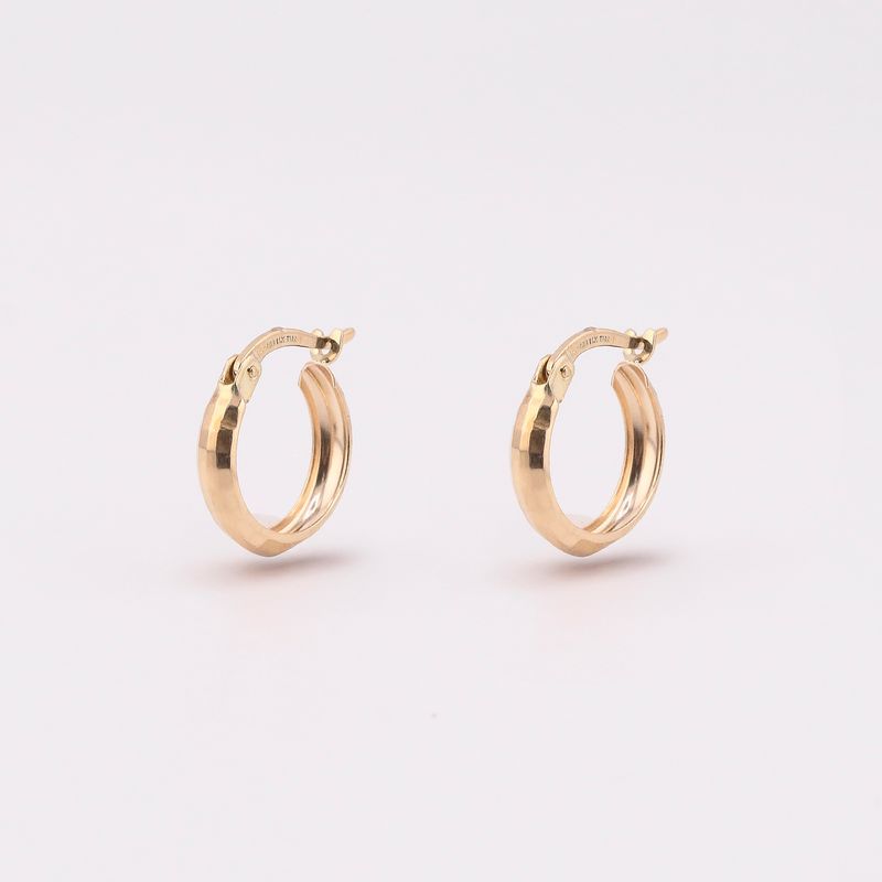 Aretes Huggies Facetados 14k 1g