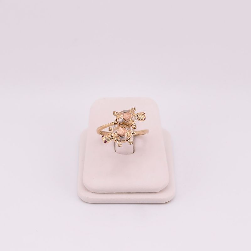 Anillo 2 Tortugas 14k 3.8g #8.5
