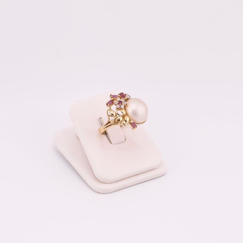 Anillo Perla C/p Rosa 14k 5.6g #8.5