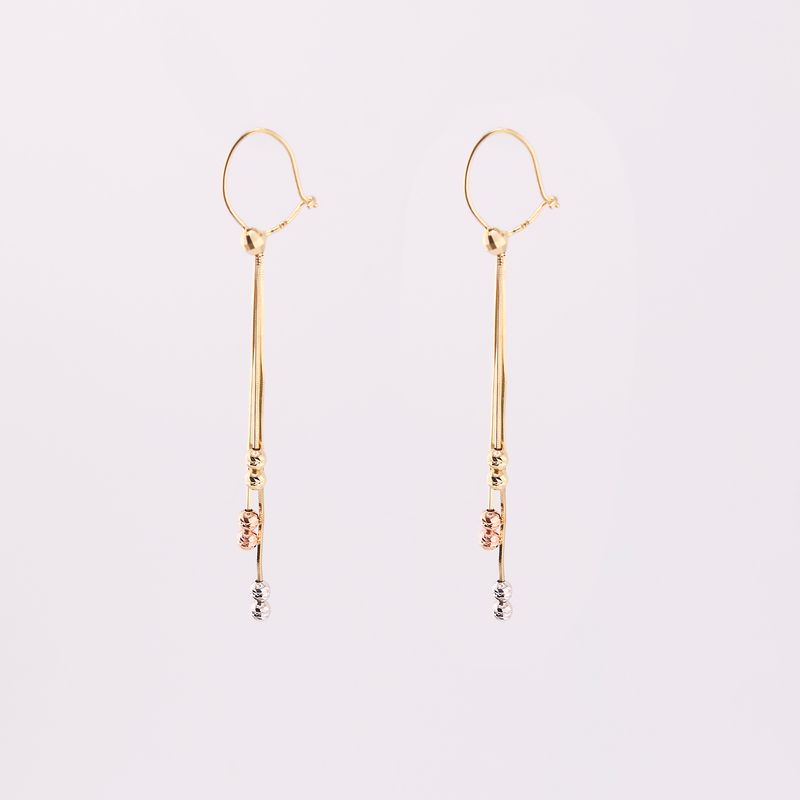 Aretes Largos C/borlas Tns. 14k 2.3g
