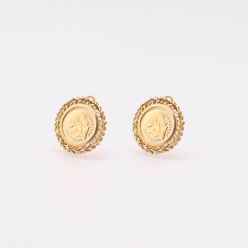 Aretes Imt. Moneda 2.5 Pesos 14k 8.2g