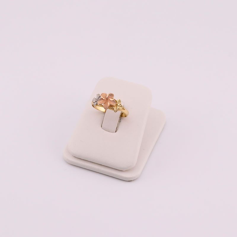 Anillo Flores 3 Tns. 14k 2g #7