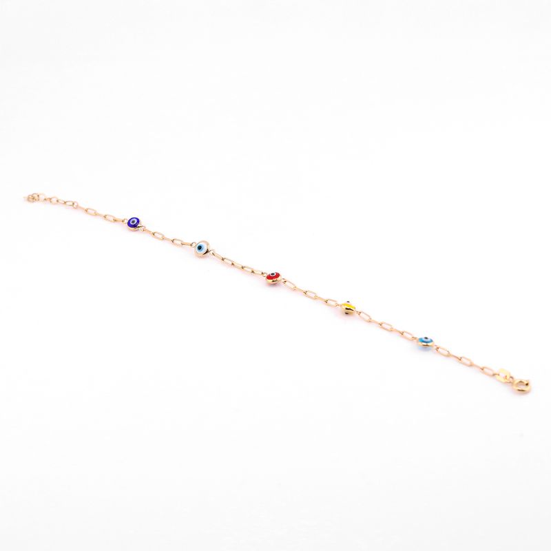 Pulsera Ojitos 14k1.5g 17.5cm