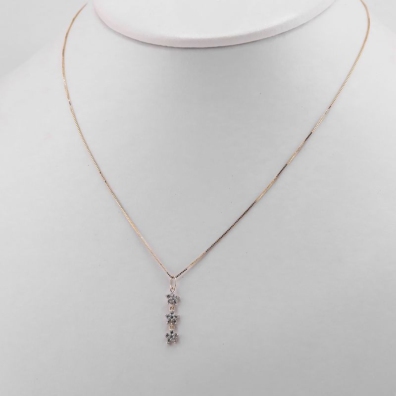 Gargantilla Triple Flor Colg. 14k 1.8g