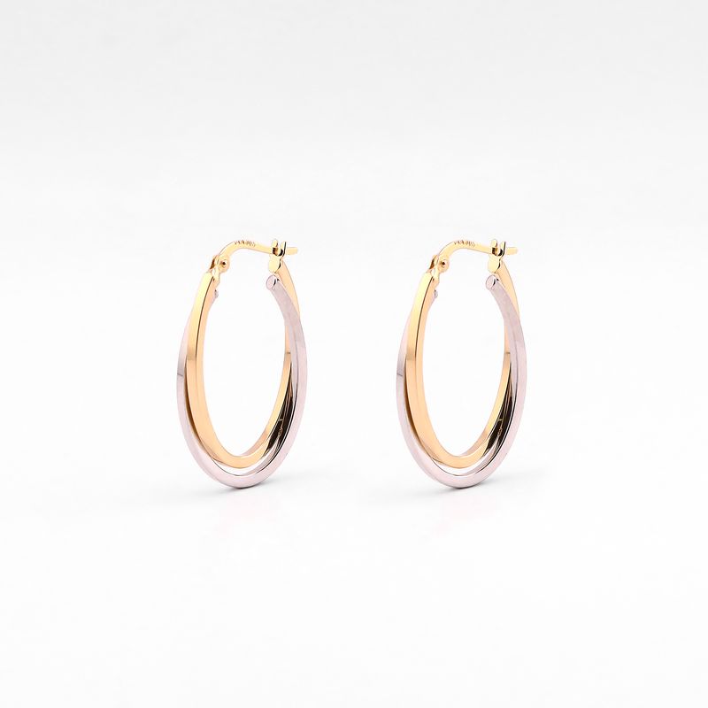 Arracadas Ovalos  Dobles Tnos  14k 1.4g