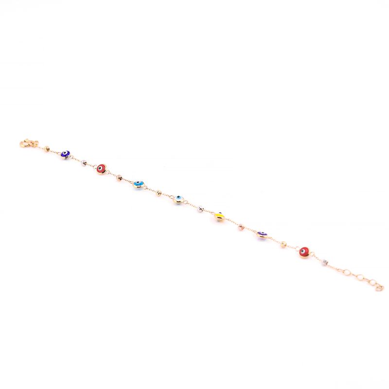 Pulsera Ojitos 14k1.6g 18.5cm