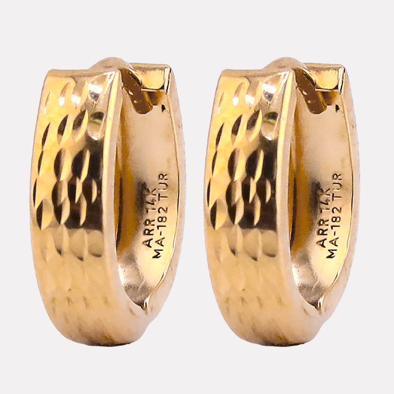 Aretes Huggies Facetados 14k 0.9g