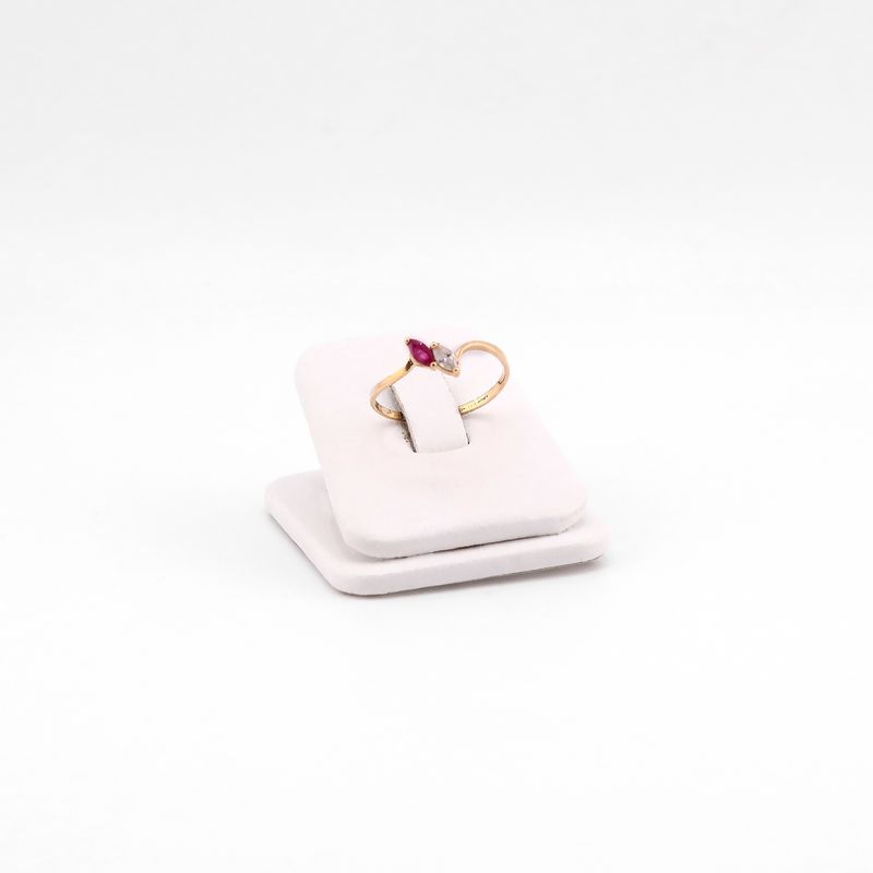 Anillo C/p Bca. Y Roja 14k 1.1g #8