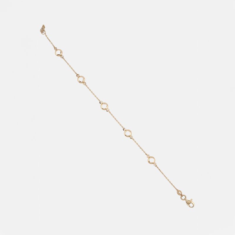 Pulsera Circulos C/p Blancas 14k 1.9g 19 Cm
