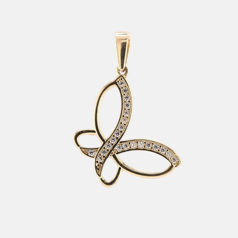 Dije Mariposa Con Piedras Blancas 14k 1.8 G