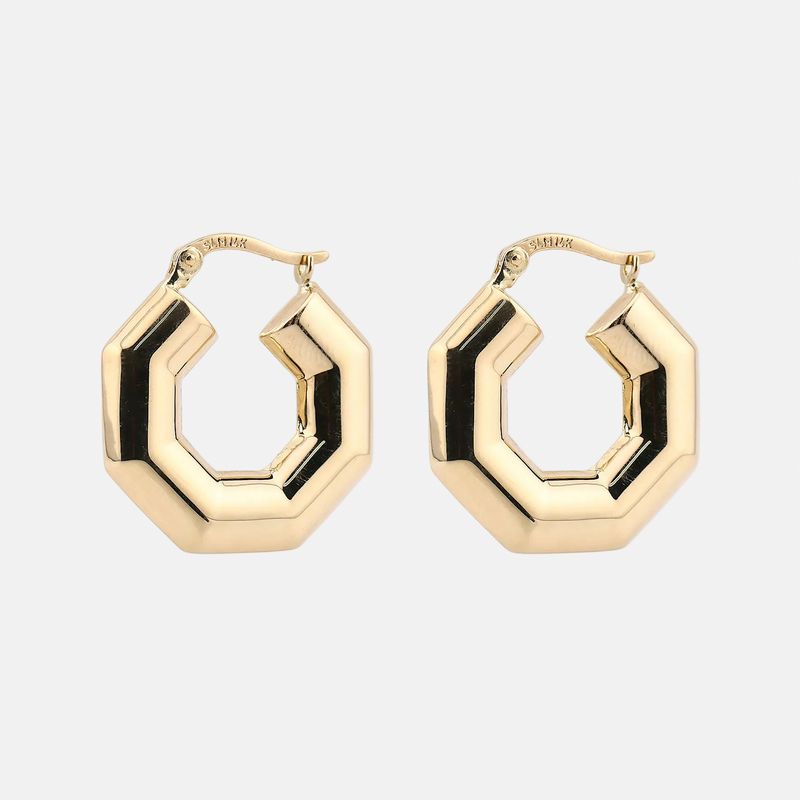 Arracadas Hexág. Lisas 14k 3.0g