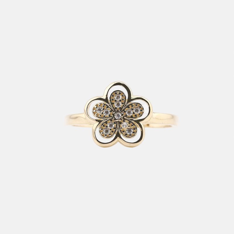 Anillo Flor C/p Bcas 14k 1.5g #8