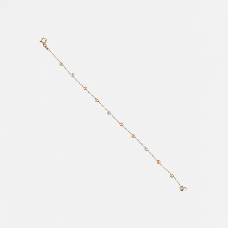 Pulsera Borlas Tonos 14k 1.2g 17.5cm