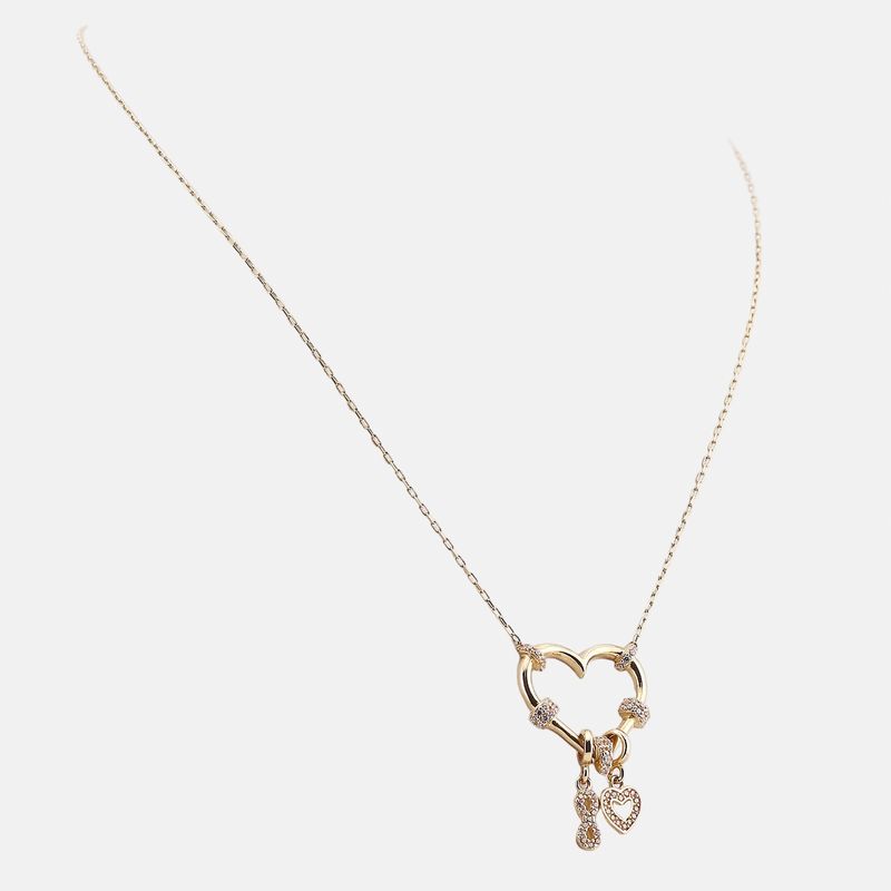 Gargantilla Corazon Con Colgantes 14k 4g