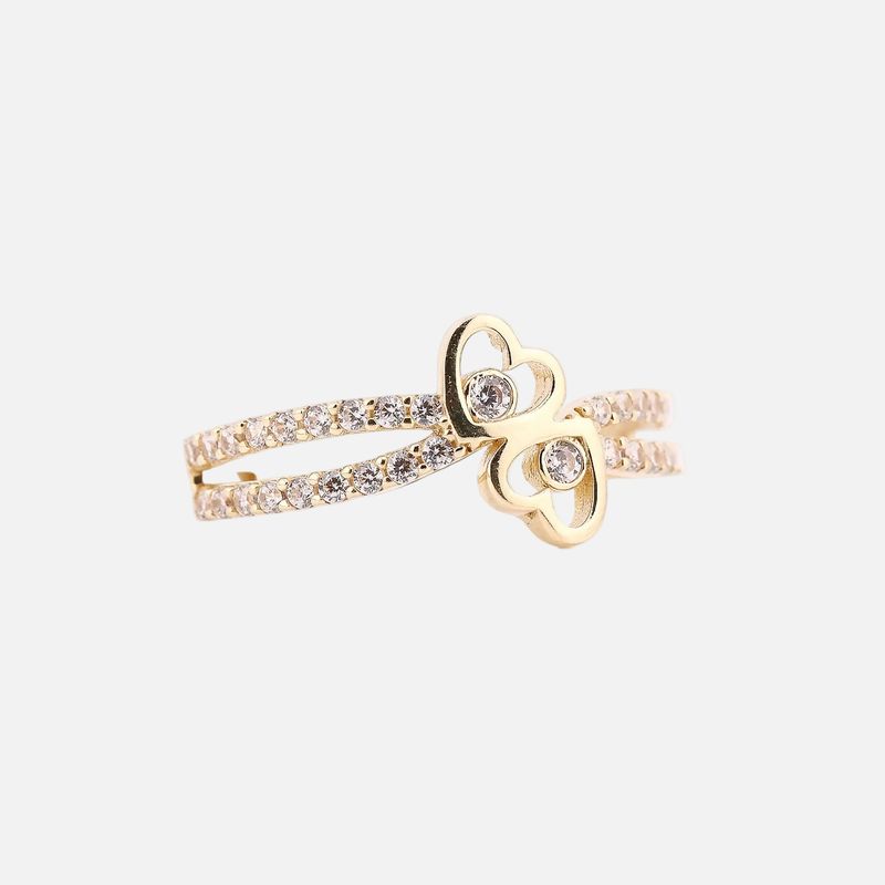 Anillo Doble Corazon C/p Bcas 10k 1.5g#7