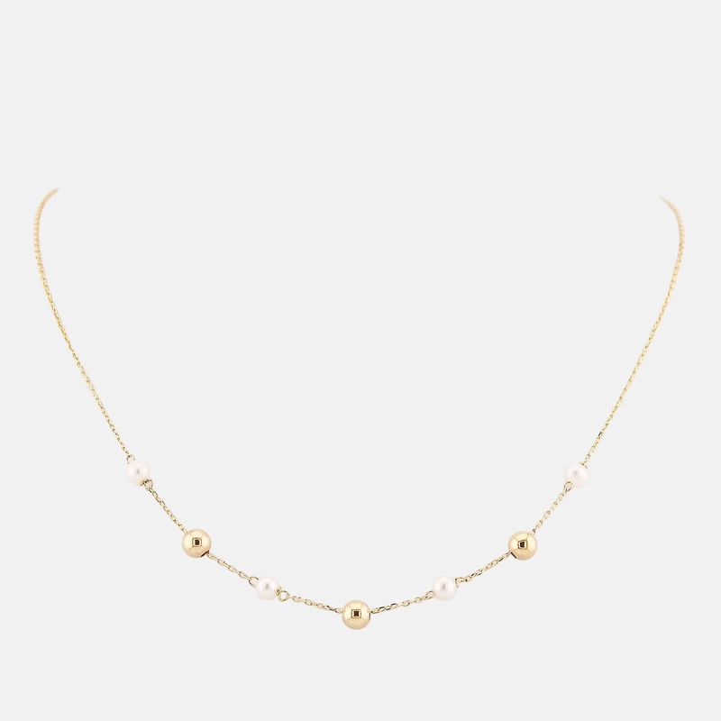 Gargantilla Con Borlas Y Perlas 14k 2.7g