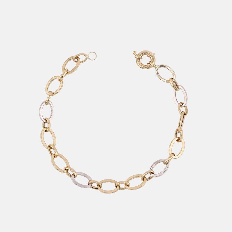 Pulsera Ovalos Ch. Ama/bca 14k 3.4g 19cm