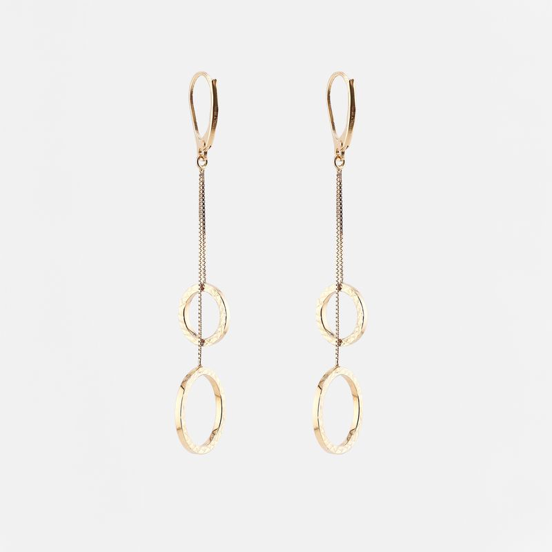 Aretes Largos Doble Circ. 14k 1.9g