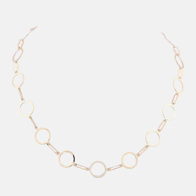 Gargantilla Clip Con Círculos Lisos 14k 4.5g