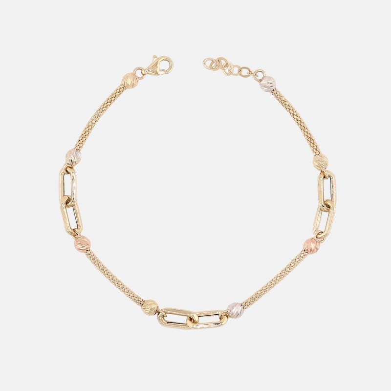 Pulsera Eslabones C/ Borlas 14k 3.2g 18cm