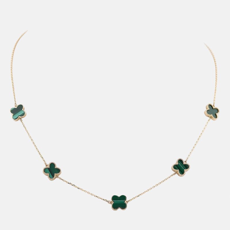 Gargantilla Trebol Con Piedra Verde