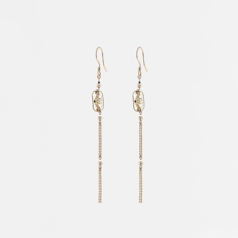 Aretes Gancho Largos C/borlas 14k 3.2g