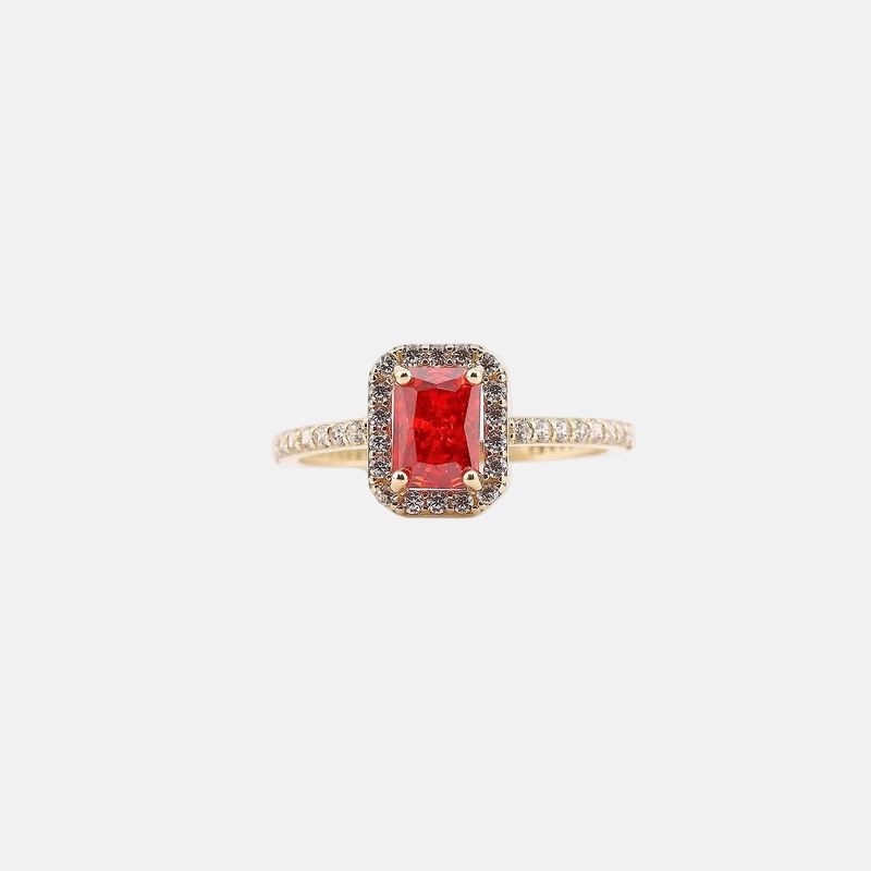 Anillo Piedra Roja 14k 2g  #7