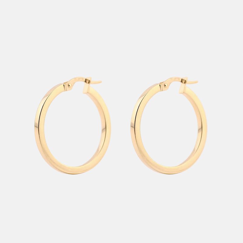 Arracadas Medianas Lisa Plana 14k 1.7g