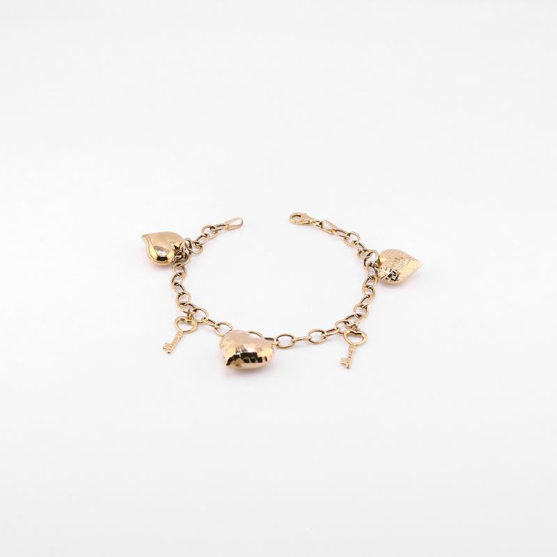 Pulsera Tipo Pandora Corazon 14k 7.2g 18.5cm